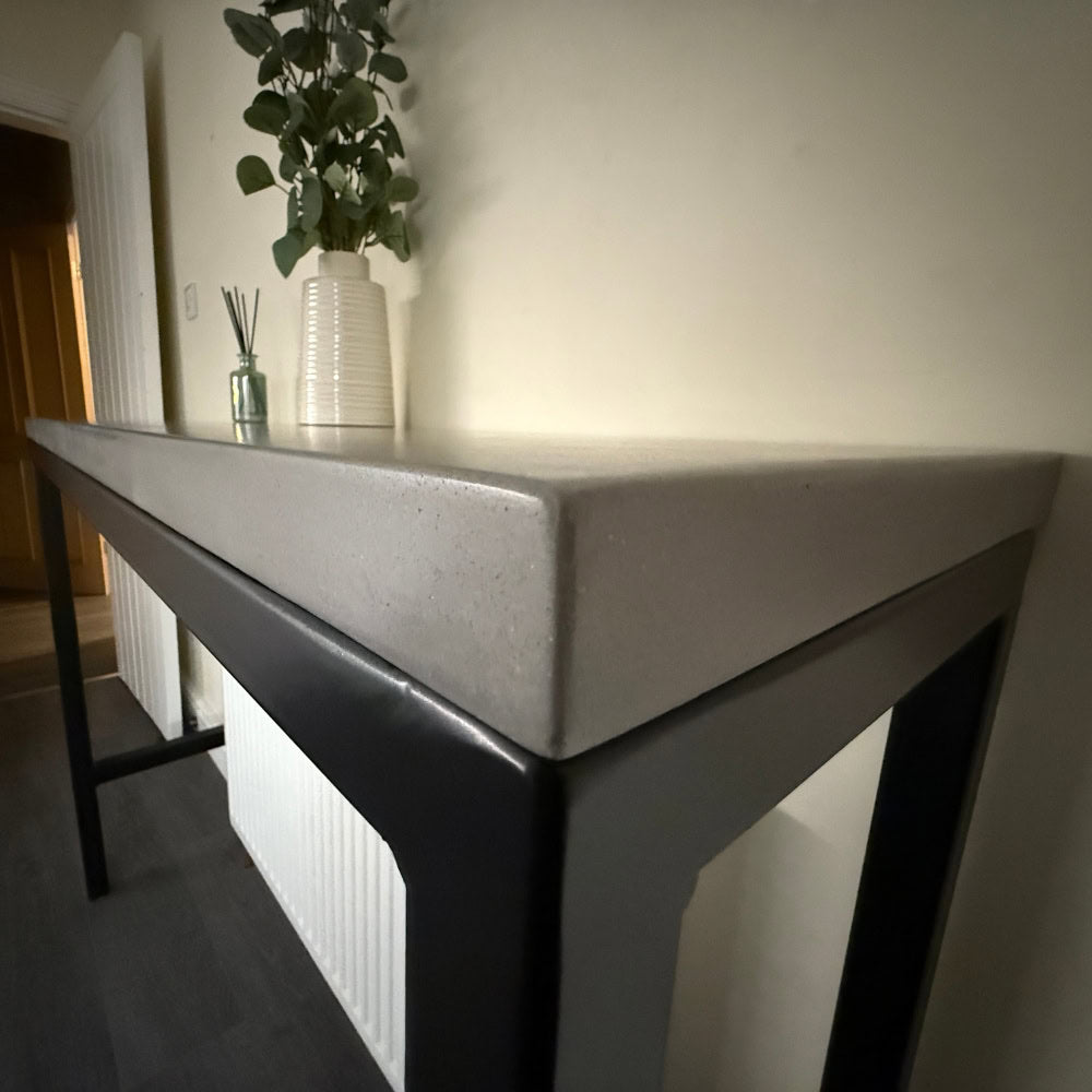 Close Up Surface Of Polished Concrete Console Table