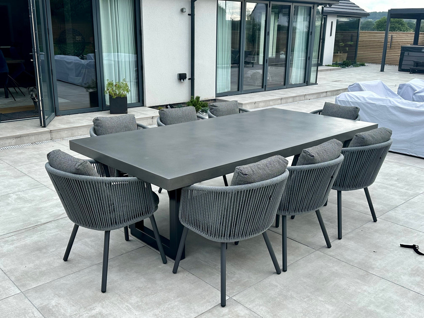 8-Seater+ Polished Concrete Dining Table, Stone (2.4m x 1.2m)