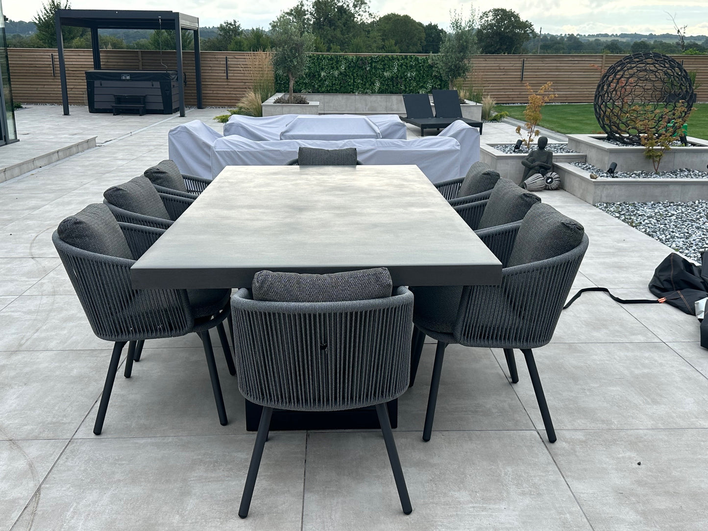 8-Seater+ Polished Concrete Dining Table, Stone (2.4m x 1.2m)