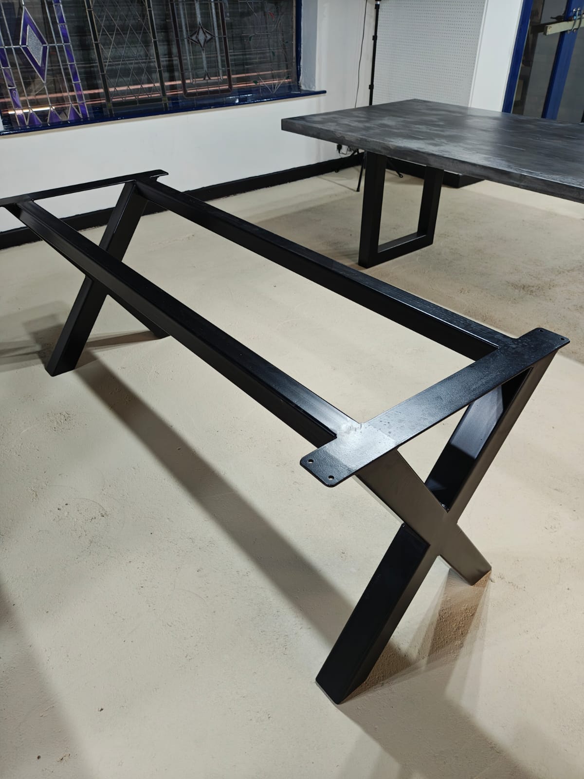 10-Seater Oval Polished Concrete Dining Table, Ebony (2.4m x 1.2m)