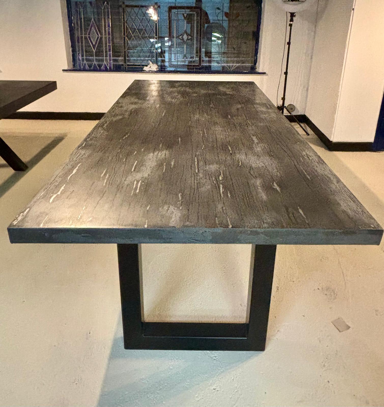 10-Seater UrbanAlloy Distressed Aluminium Dining Table (2.4m x 1.2m)