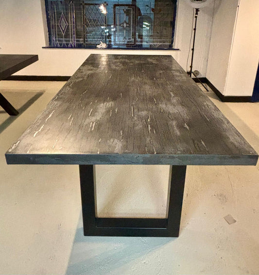 10-Seater UrbanAlloy Distressed Aluminium Dining Table (2.4m x 1.2m)