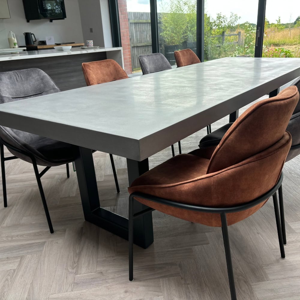 Grey Polished Concrete Dining Table In Modern Kitchen