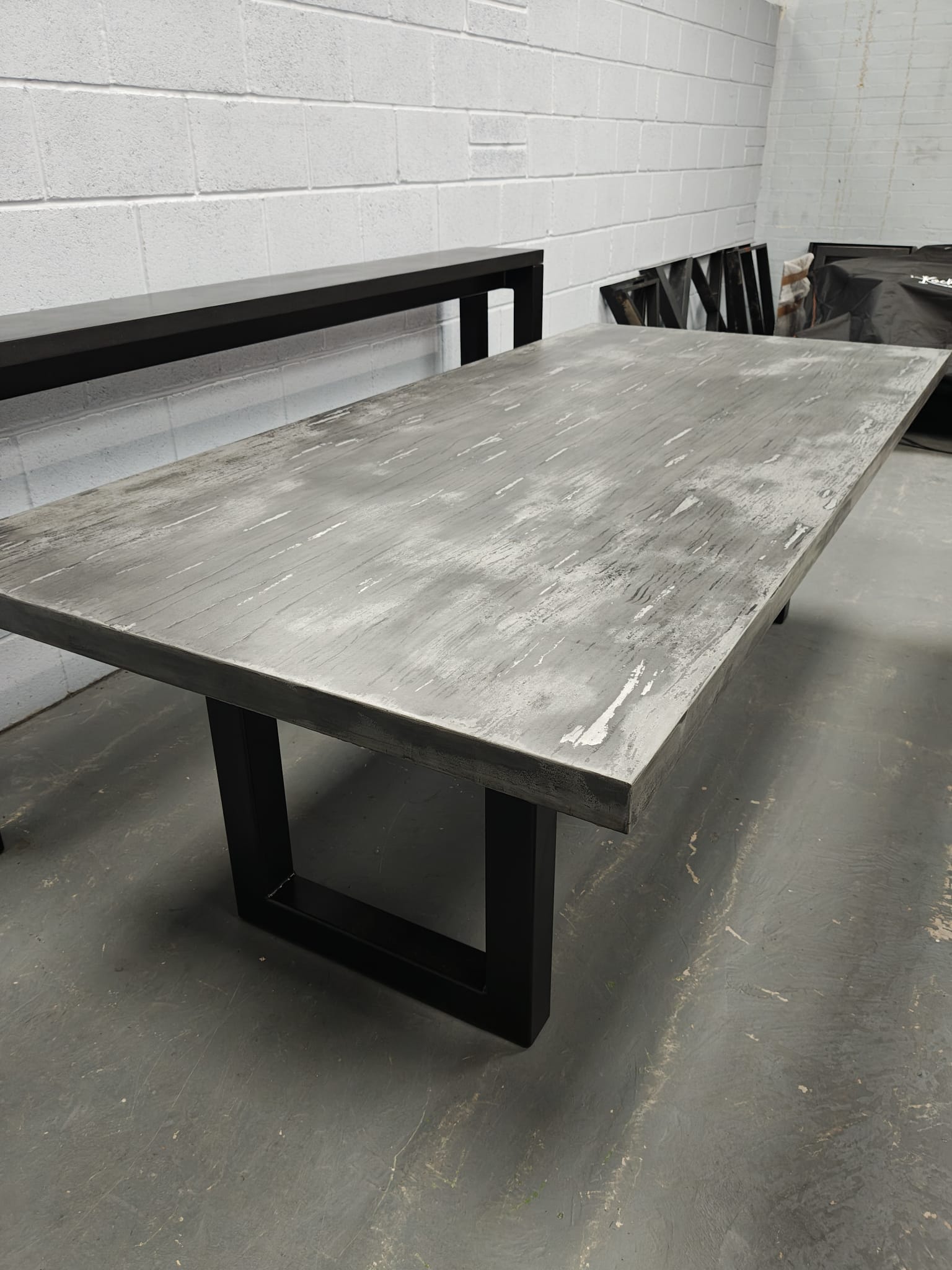 10-Seater UrbanAlloy Distressed Aluminium Dining Table (2.4m x 1.2m)