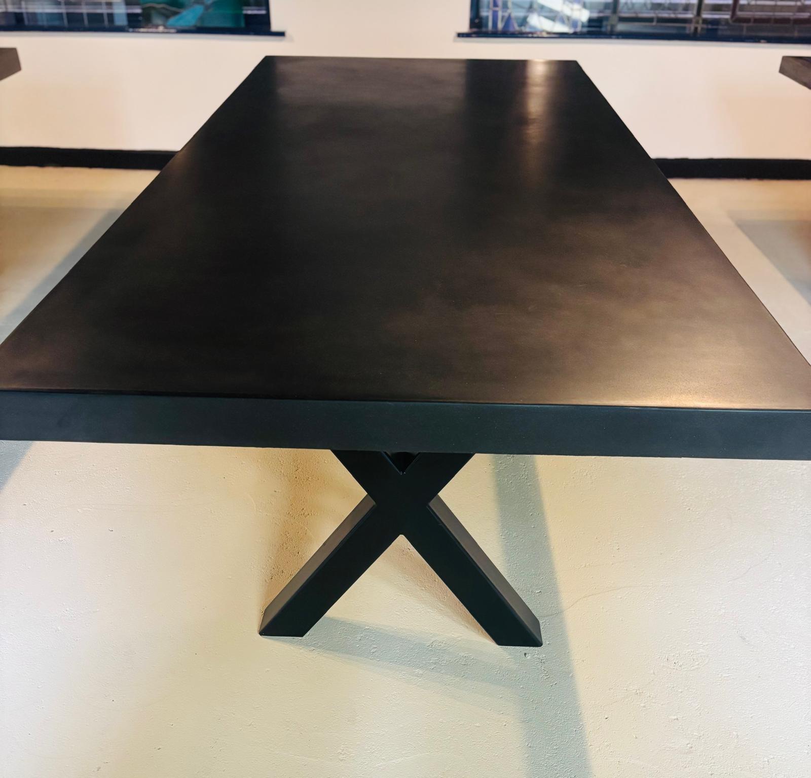 10-Seater Polished Concrete Dining Table, Ebony (2.4m x 1.2m)